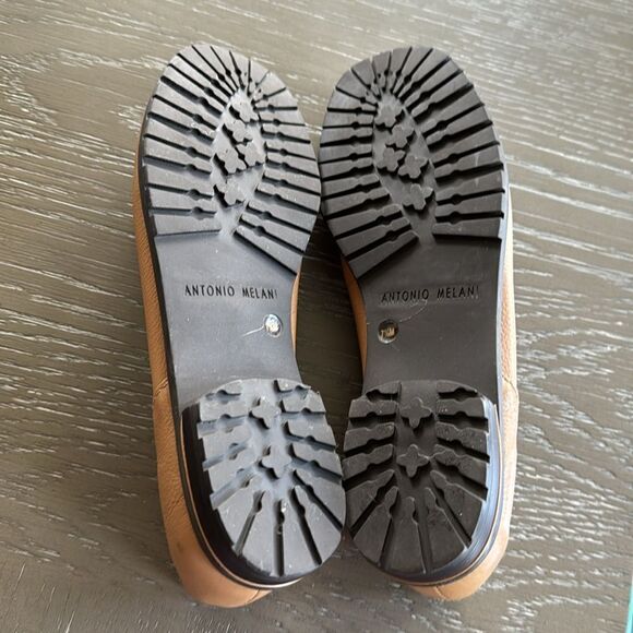 ANTONIO MELANI Women’s Tan Camel Leather Flats Slip On Comfort Shoes Size 7.5M - Picture 8 of 12